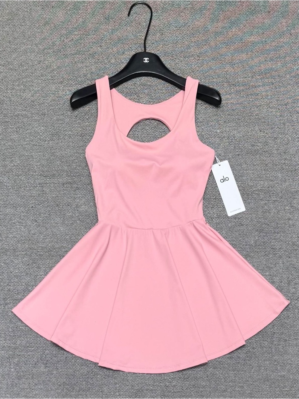 Yoga Pink Sleeveless Fit-and-Flare Mini Dress with Back Keyhole